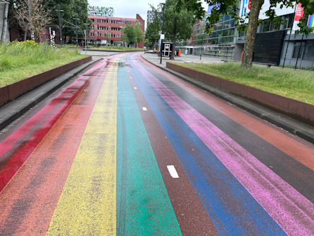 Utrecht: Radweg mit Regenbogenbemalung