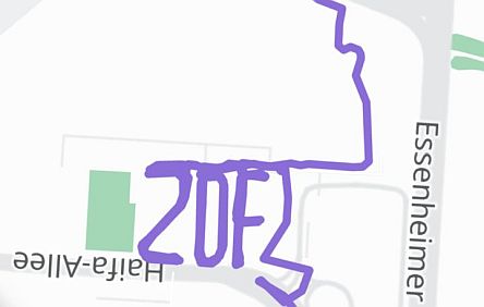 Gutenberg-Center: ZDF-Schriftzug-Track zwischen Essenheimer Straße und Haifa-Allee