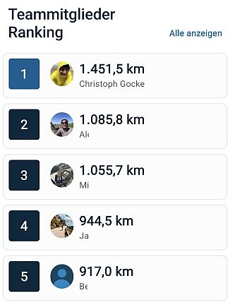 Ranking Teammitglieder
